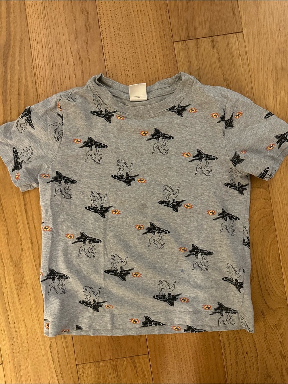 Hanna Andersson Grey Shark & Submarine Short Sleeve Tee with Orange Accents